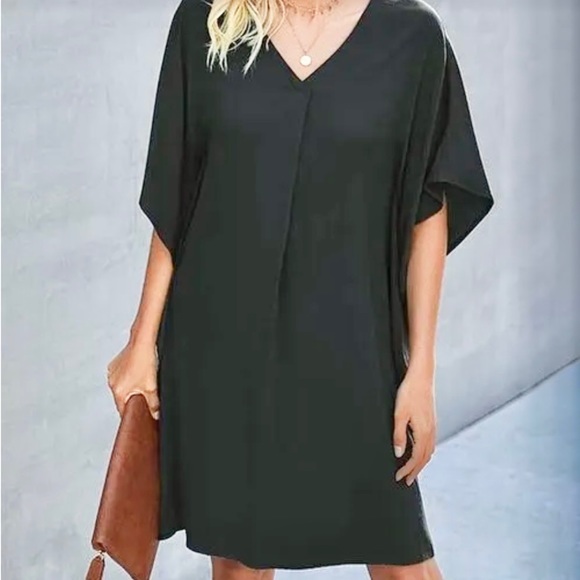 NWOT Elings classic little black dress. V neck, cape sleeve LARGE - Picture 3 of 6